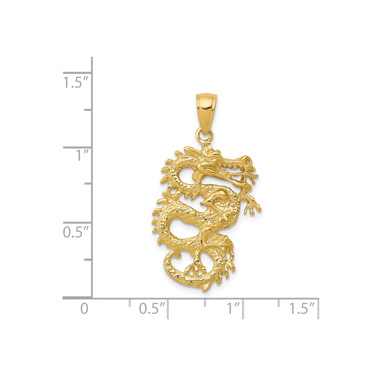 14k Yellow Gold Dragon Pendant, Intricate Openwork Chinese Style Mythical Charm