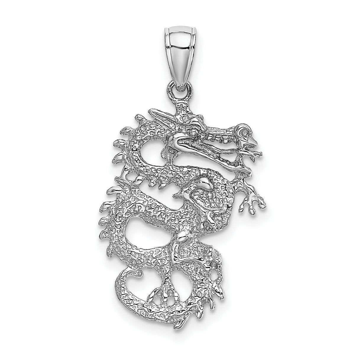 14k White Gold Dragon Pendant with Intricate Design Symbolizing Strength and Power