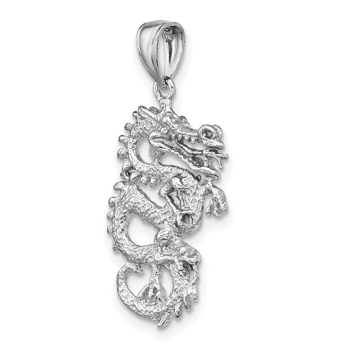 14k White Gold Dragon Pendant with Intricate Design Symbolizing Strength and Power