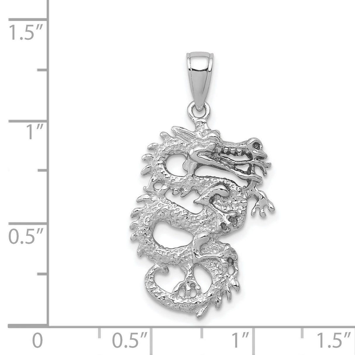 14k White Gold Dragon Pendant with Intricate Design Symbolizing Strength and Power