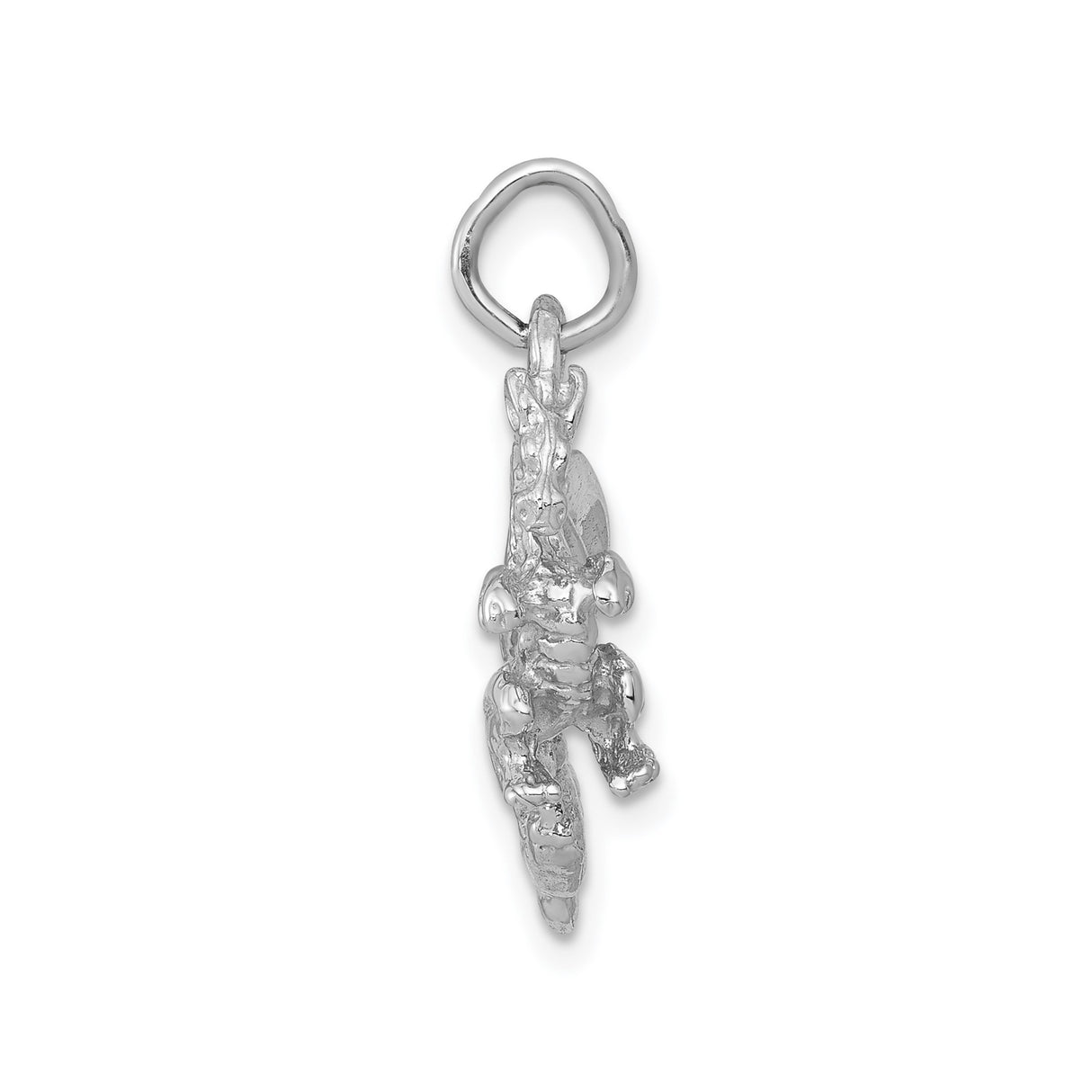 14k White Gold Winged Dragon Pendant, Fantasy Gothic Style Mythical Creature Jewelry