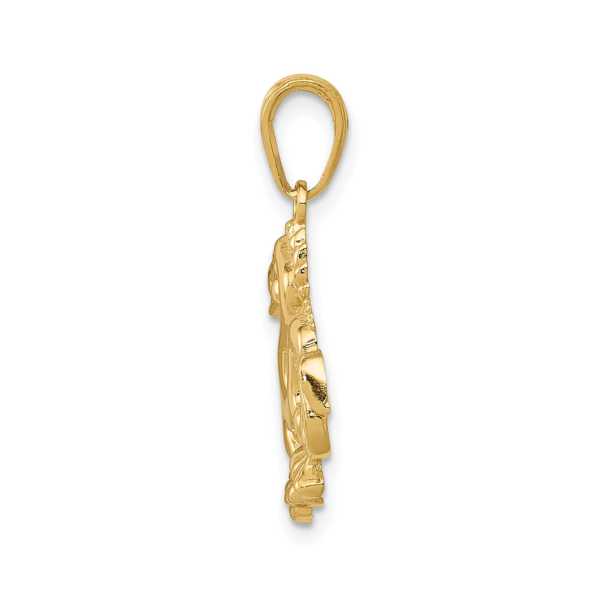 14k Yellow Gold Dragon Pendant, Chinese Mythology Symbol for Spiritual Strength and Power