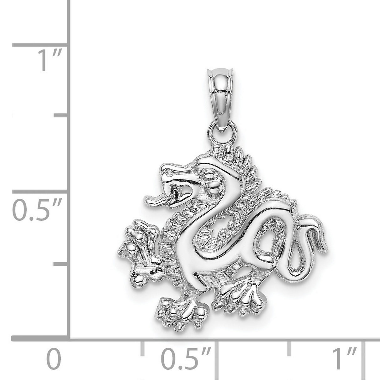 14k White Gold Dragon Pendant, Intricate Mythical Creature Design for Men and Unisex Wear