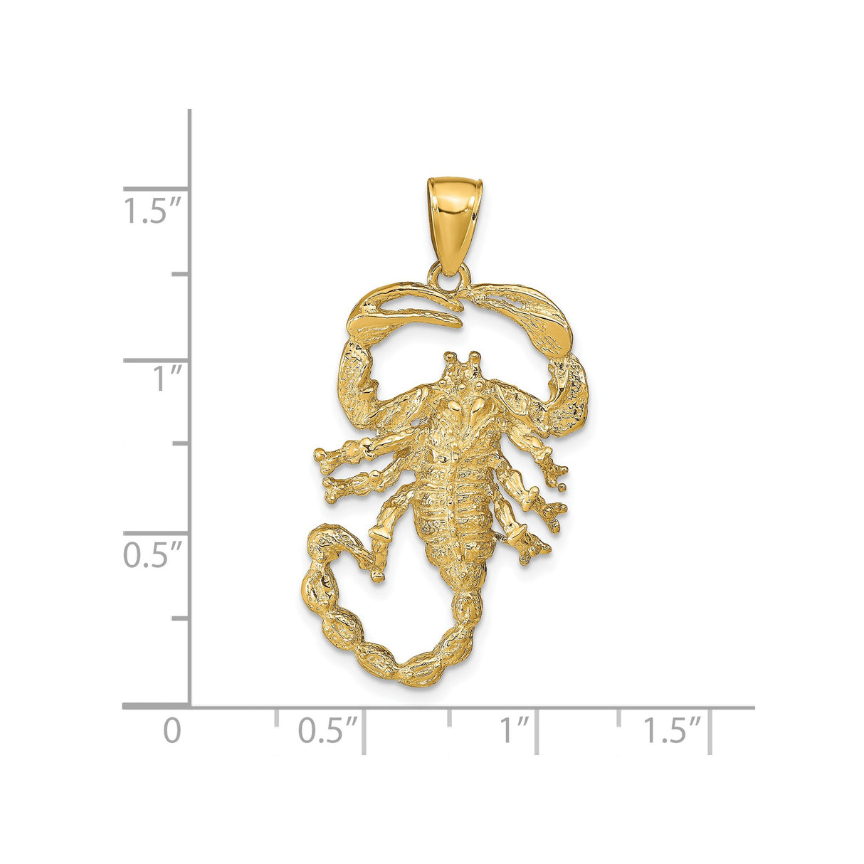 14k Yellow Gold Scorpion Pendant, Scorpio Zodiac Sign Charm, Bold Astrology Jewelry for Men or Unisex