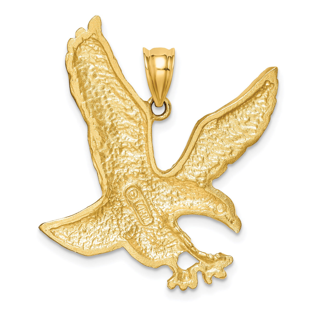 14k Yellow Gold Eagle Pendant with Outstretched Wings, High Polish Finish, Patriotic Theme, Mens Jewelry