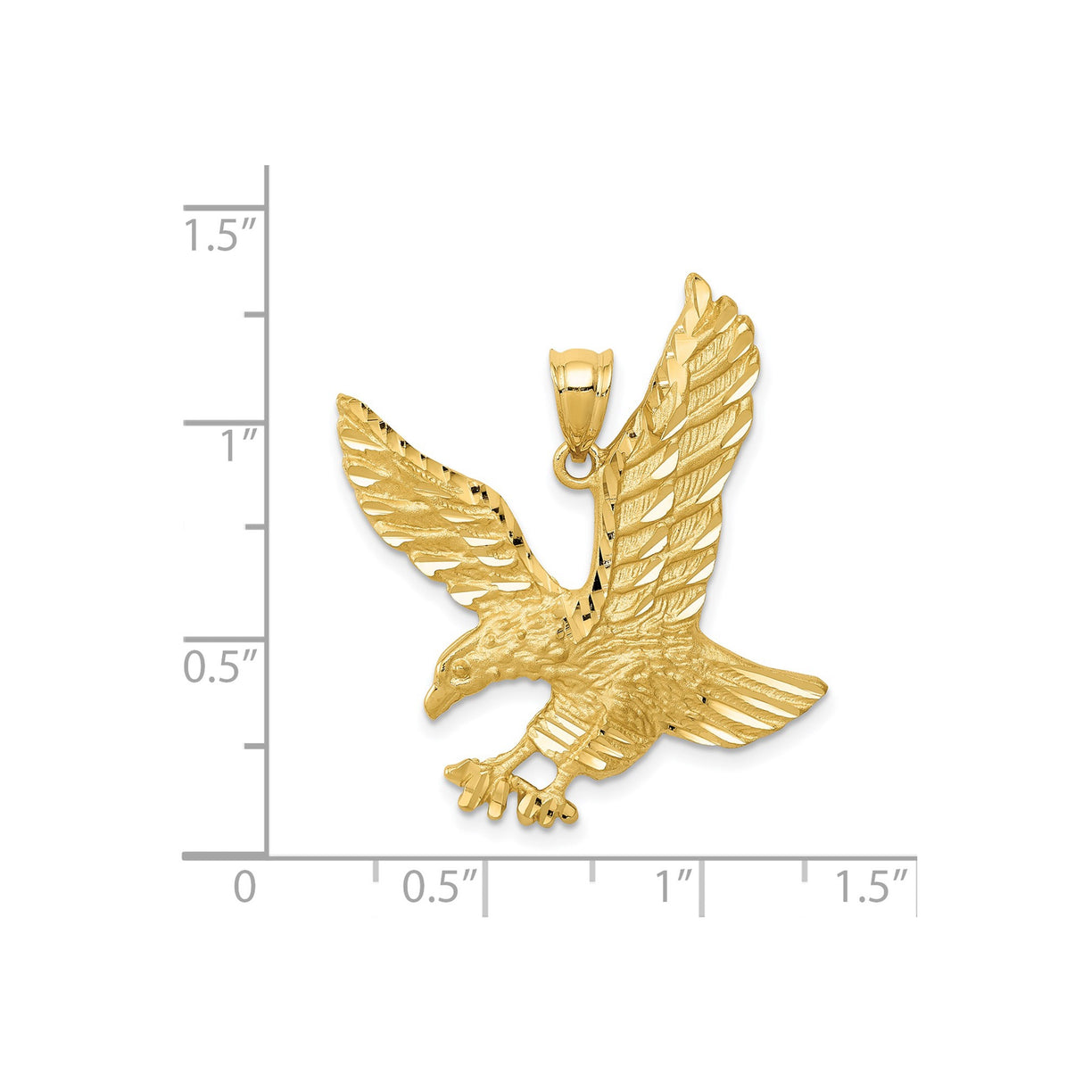 14k Yellow Gold Eagle Pendant with Outstretched Wings, High Polish Finish, Patriotic Theme, Mens Jewelry