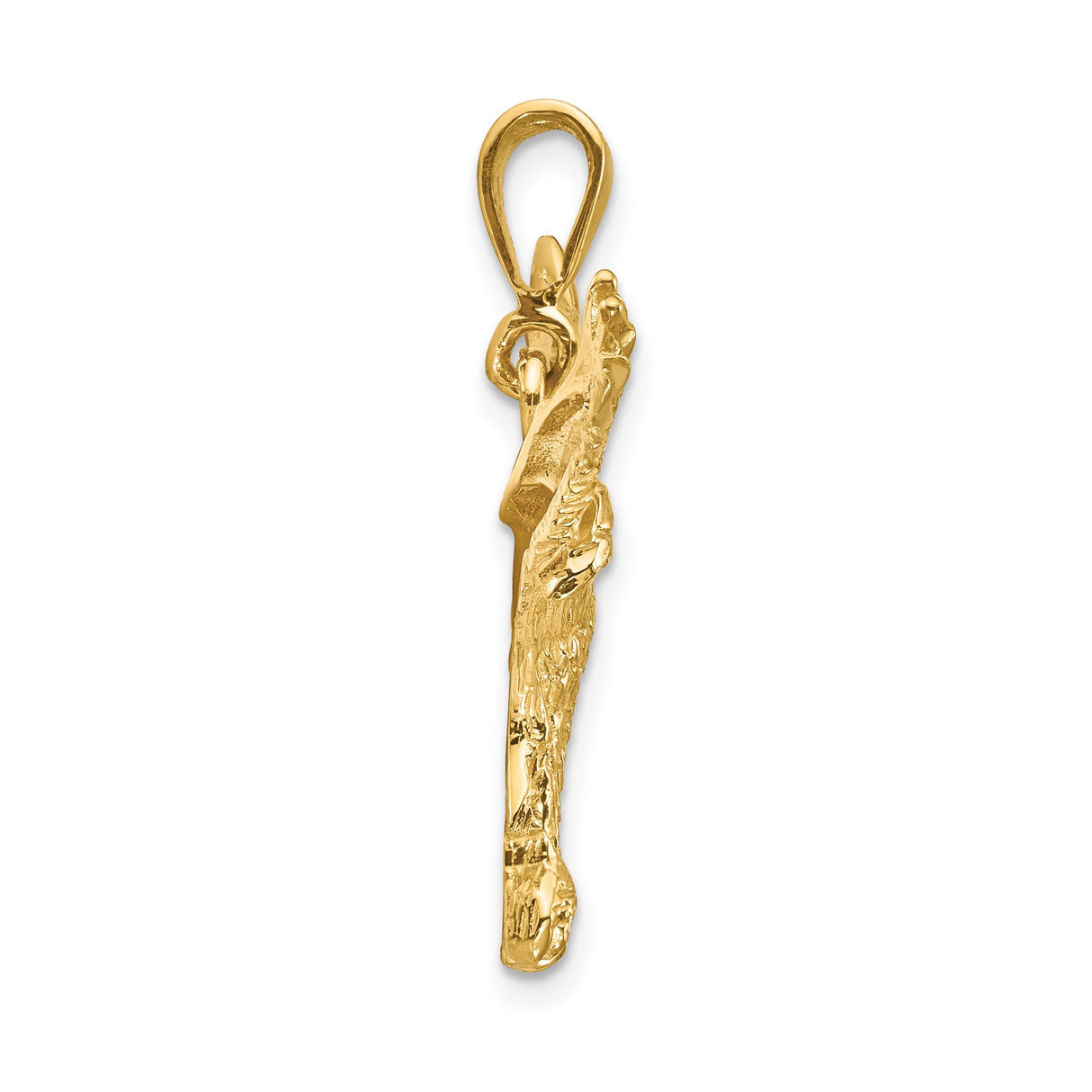 14k Yellow Gold Eagle Pendant, Majestic Outstretched Wings Symbolizing Freedom and Strength