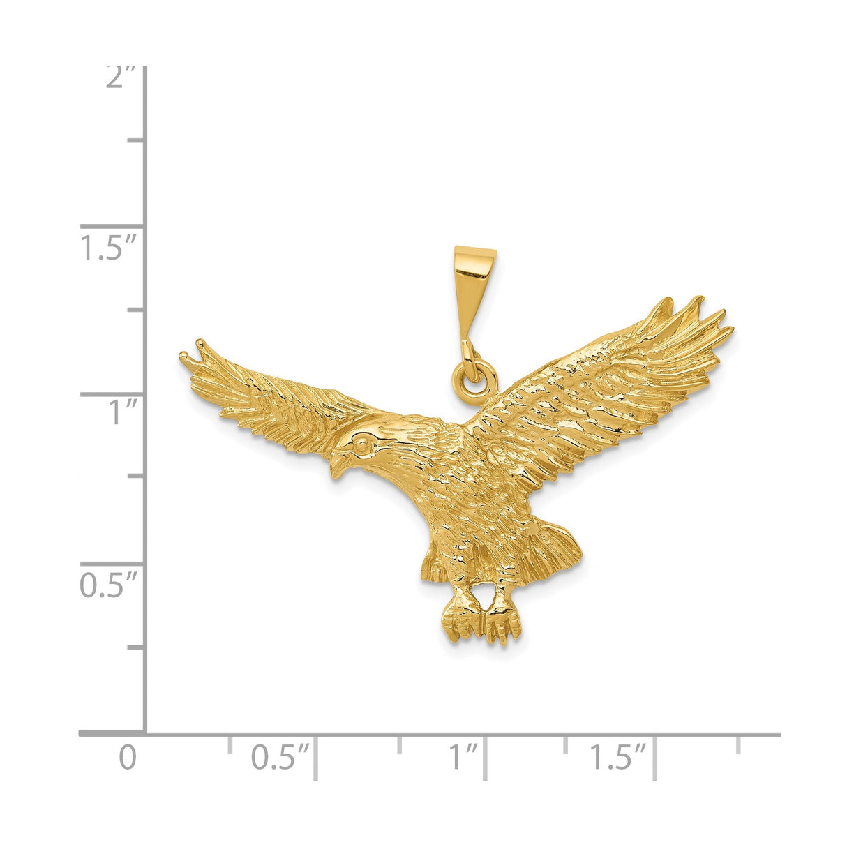 14k Yellow Gold Eagle Pendant, Majestic Outstretched Wings Symbolizing Freedom and Strength