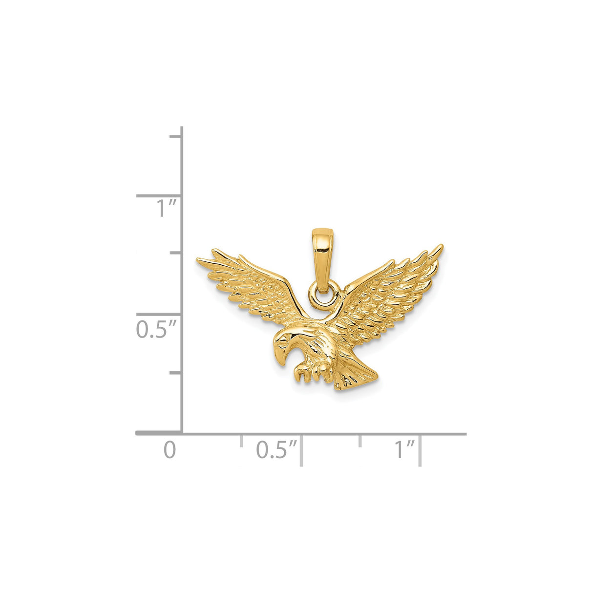 14k Yellow Gold Eagle Pendant with Outstretched Wings, Patriotic and Military Charm