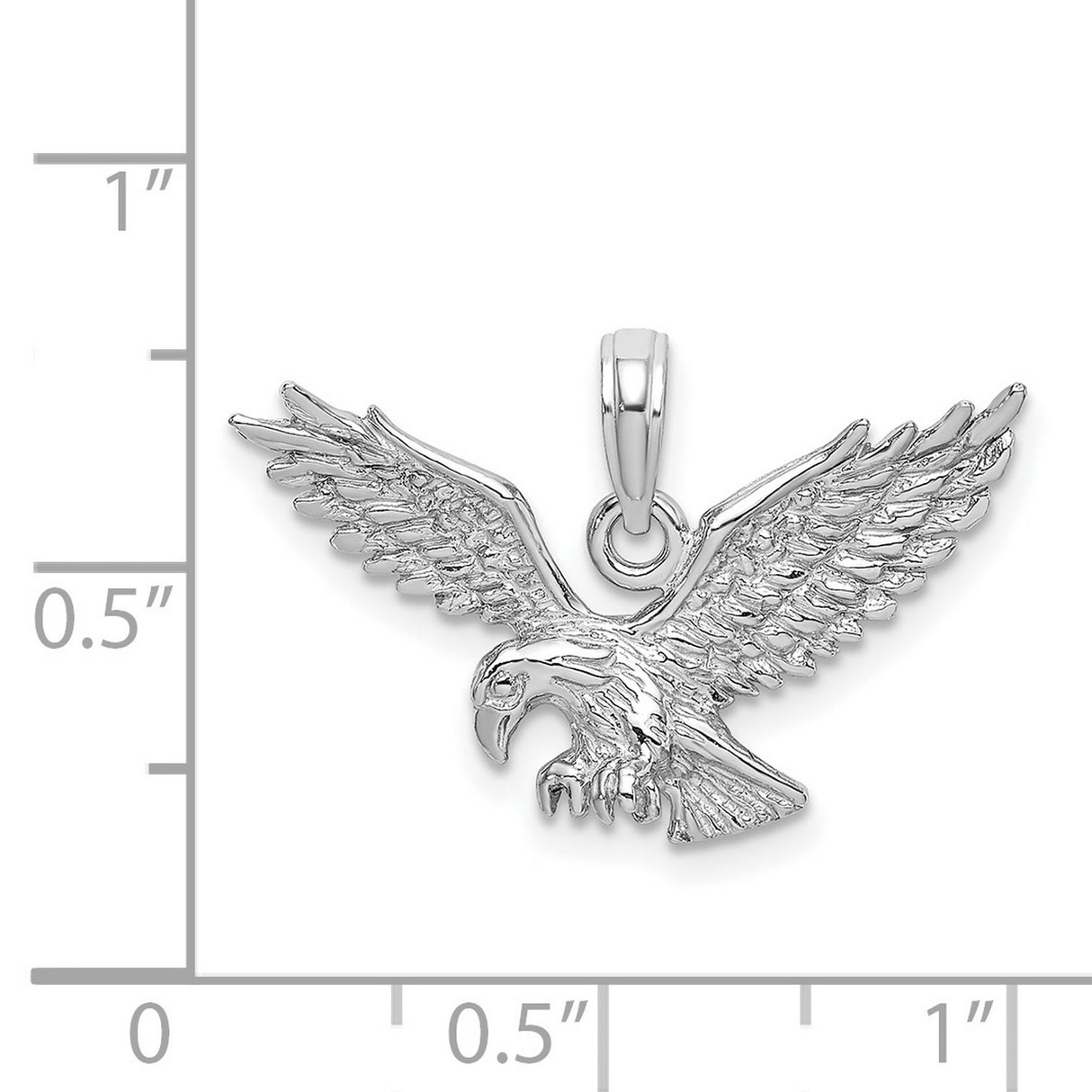 14k White Gold Eagle Pendant with Outstretched Wings and Talons, Patriotic Wildlife Jewelry for Men