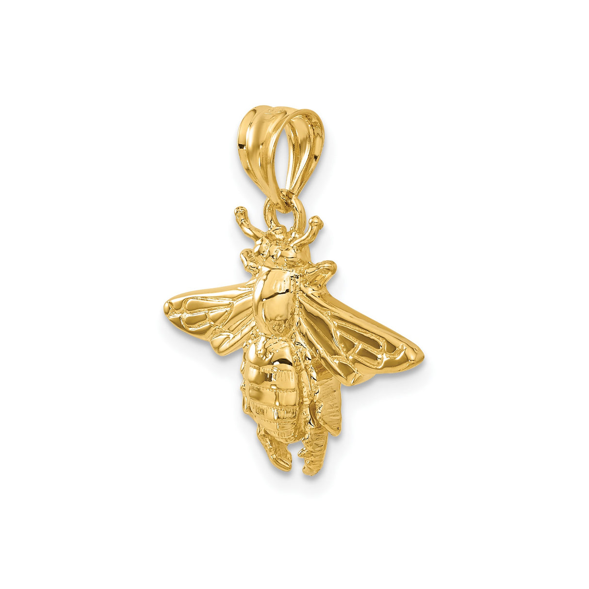 14k Yellow Gold Bee Pendant with Detailed Honeybee Design, Nature Inspired Insect Charm for Women
