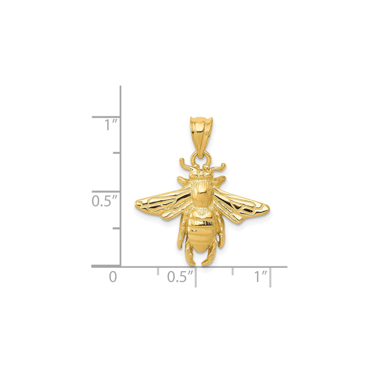 14k Yellow Gold Bee Pendant with Detailed Honeybee Design, Nature Inspired Insect Charm for Women