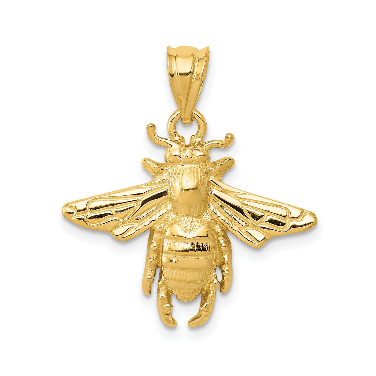 14k Yellow Gold Bee Pendant with Detailed Honeybee Design, Nature Inspired Insect Charm for Women