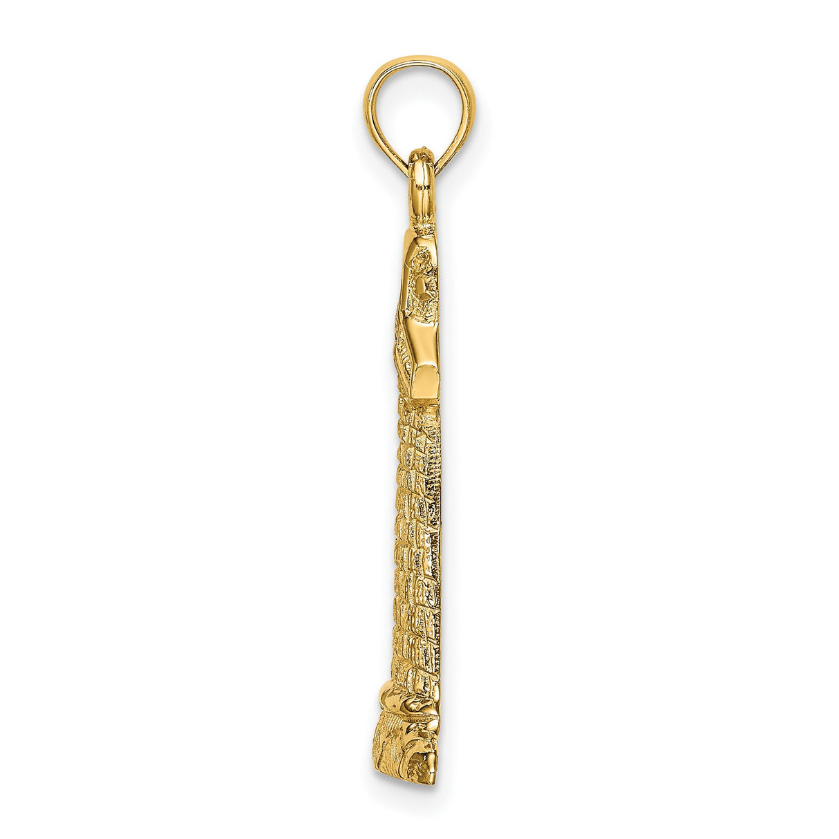 14k Yellow Gold Lighthouse Pendant with Brickwork and Ocean Wave Detail, Nautical Theme
