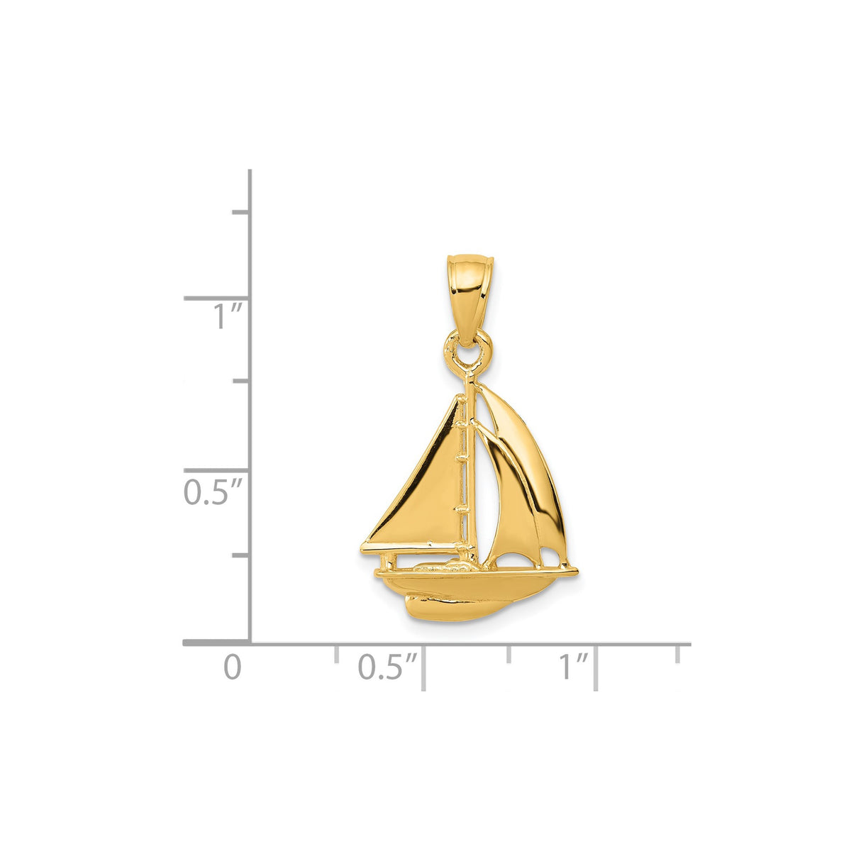 14k Yellow Gold Sailboat Pendant, Nautical Charm with Maritime Design, Unisex Ocean Symbol