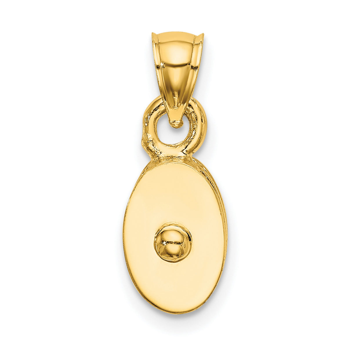 14k Yellow Gold Mezuzah Pendant with Raised Dot and Smooth Oval Design, Judaic Religious Charm