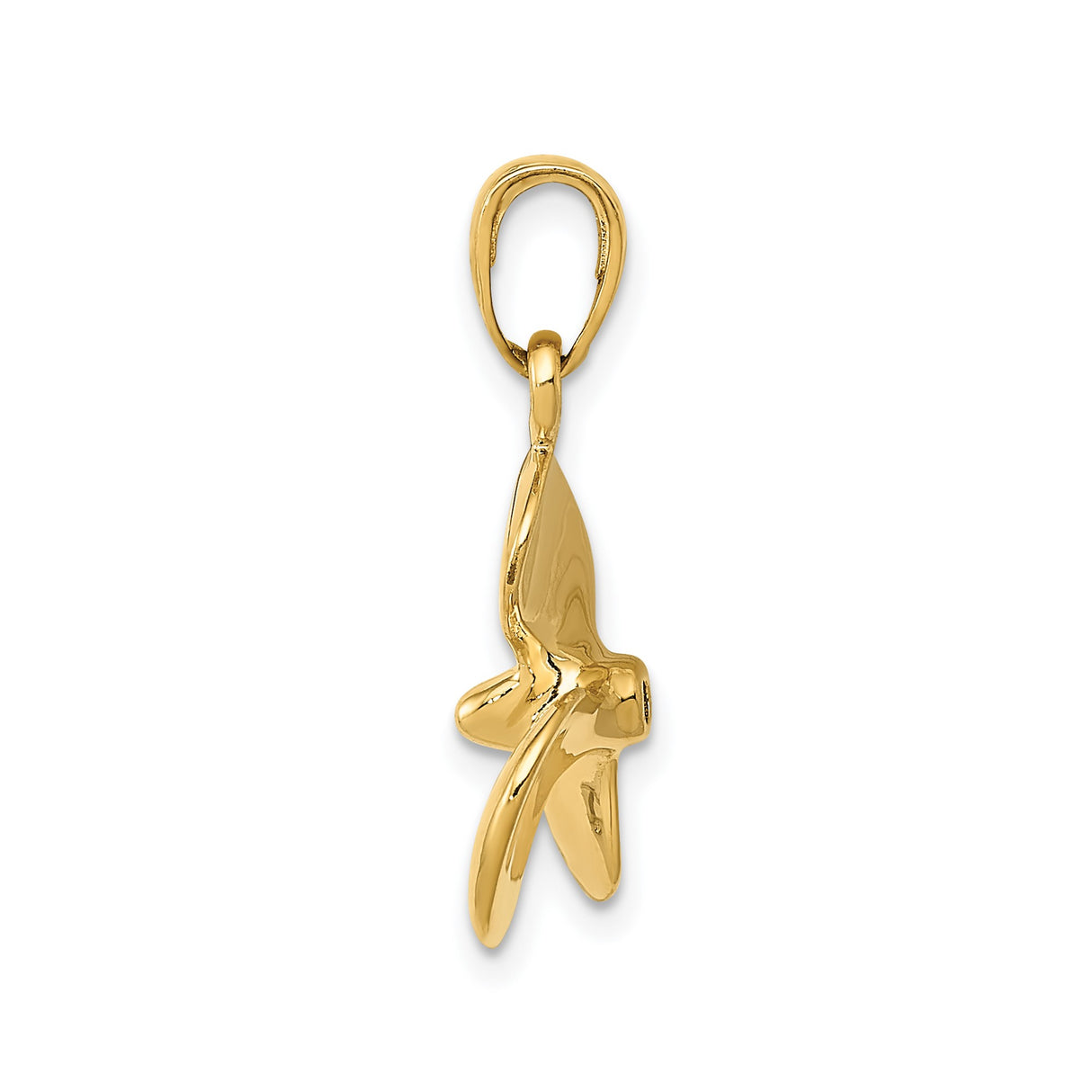 14k Yellow Gold Marine Propeller Pendant, Polished Three Blade Design, Nautical Charm