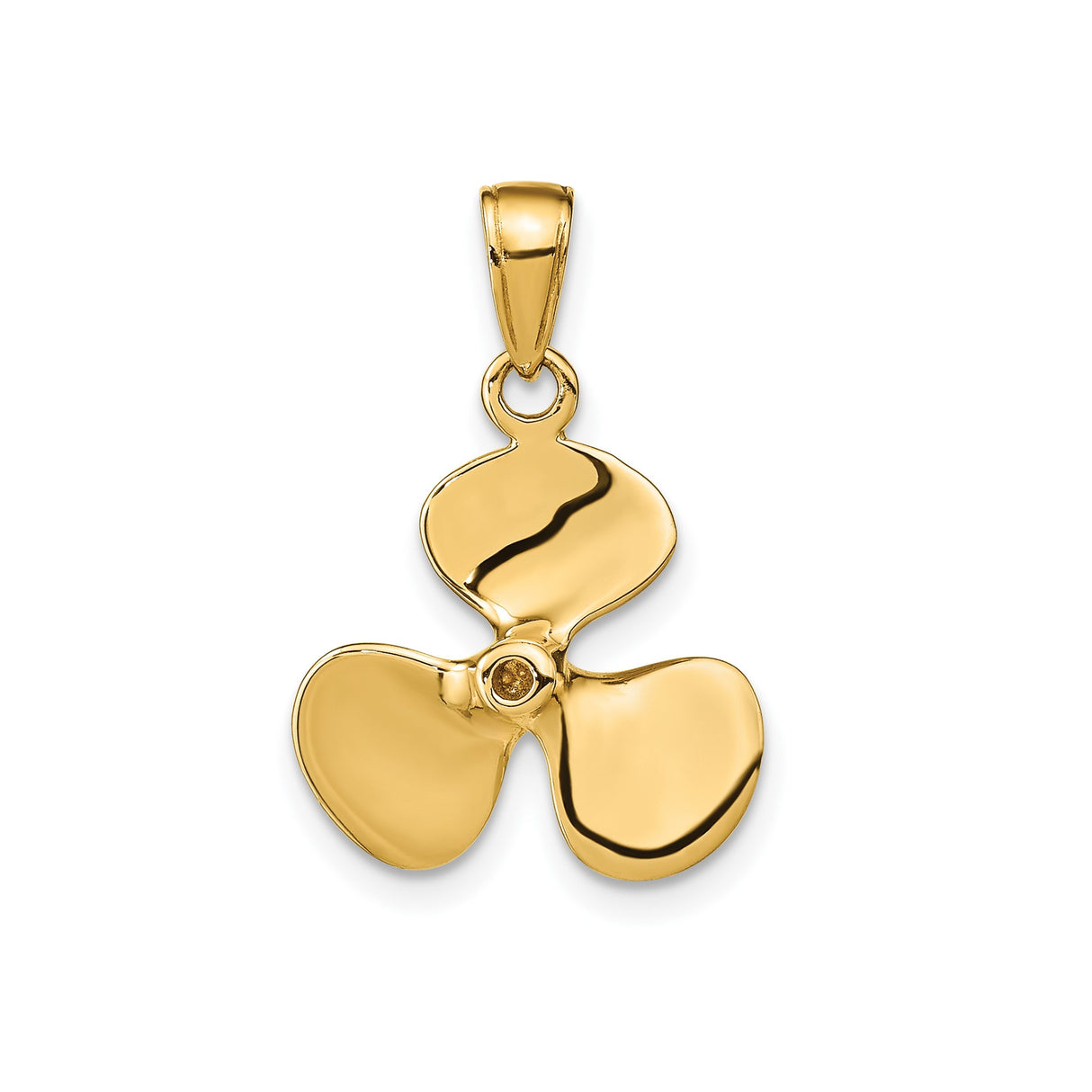 14k Yellow Gold Marine Propeller Pendant, Polished Three Blade Design, Nautical Charm