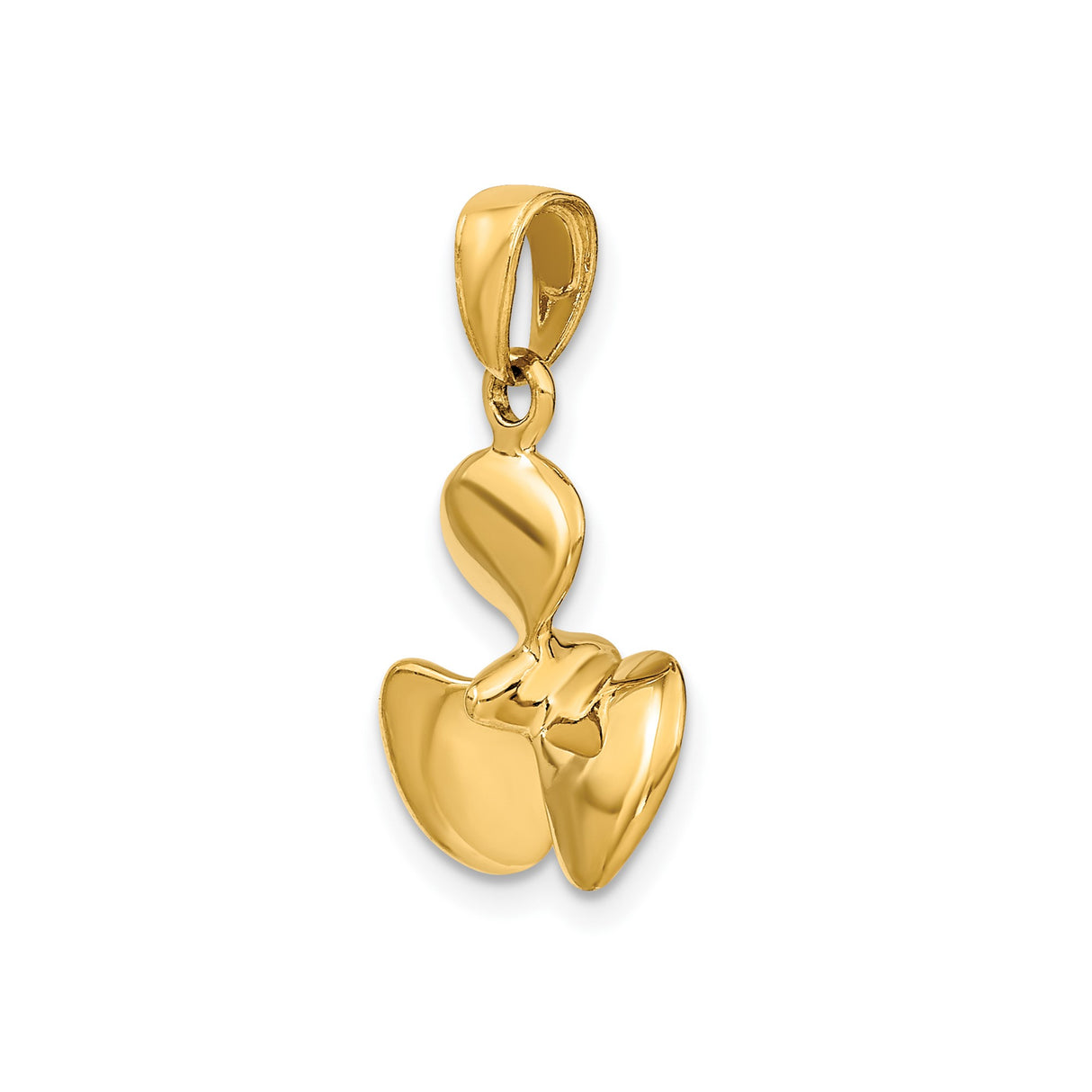 14k Yellow Gold Marine Propeller Pendant, Polished Three Blade Design, Nautical Charm