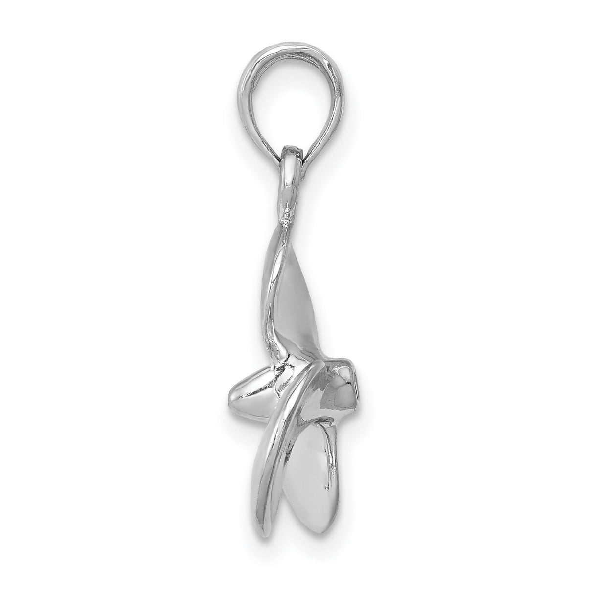 14k White Gold Propeller Pendant, Polished Nautical Marine Design for Men or Women