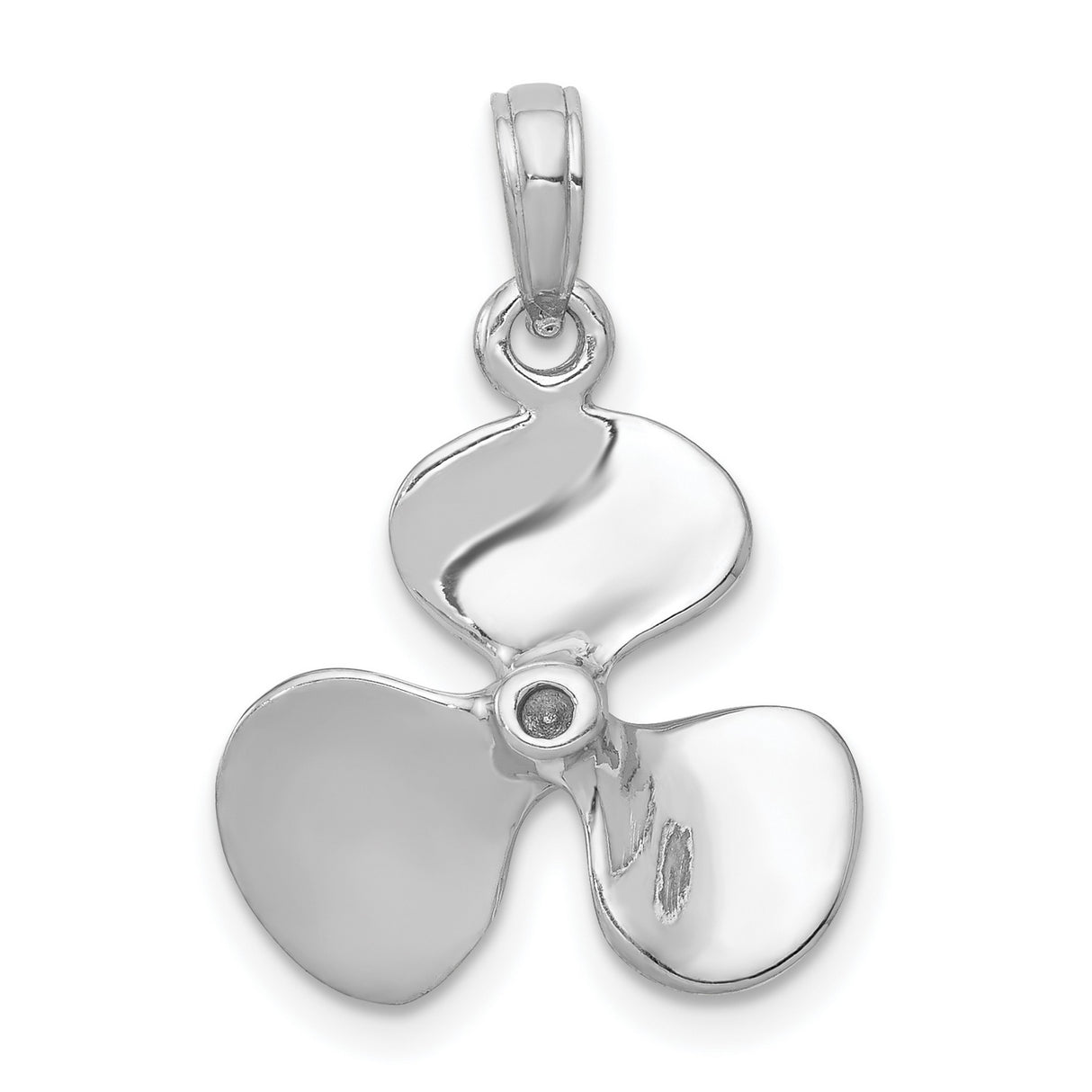 14k White Gold Propeller Pendant, Polished Nautical Marine Design for Men or Women