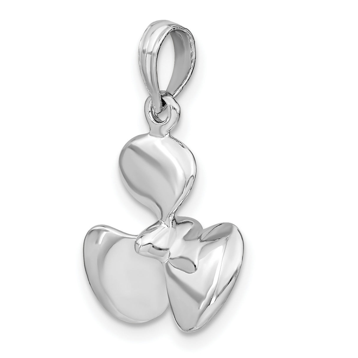 14k White Gold Propeller Pendant, Polished Nautical Marine Design for Men or Women