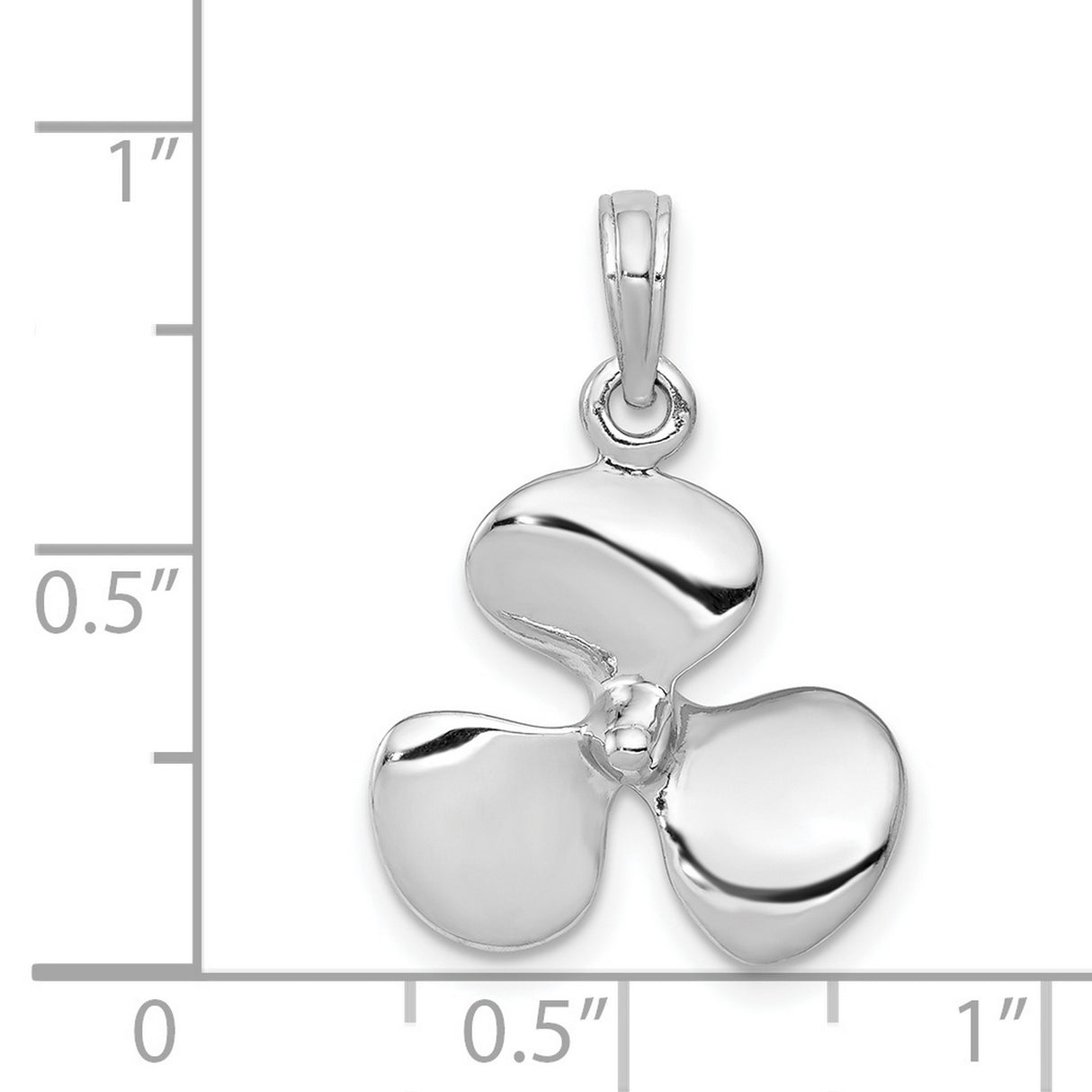 14k White Gold Propeller Pendant, Polished Nautical Marine Design for Men or Women
