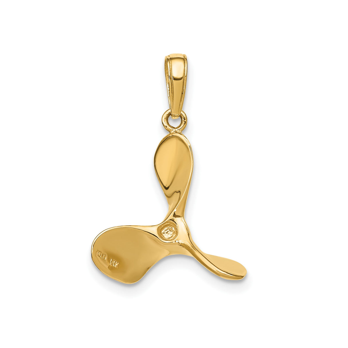 14k Yellow Gold Ship Propeller Pendant, 3D Nautical Marine Charm for Men and Unisex Wear