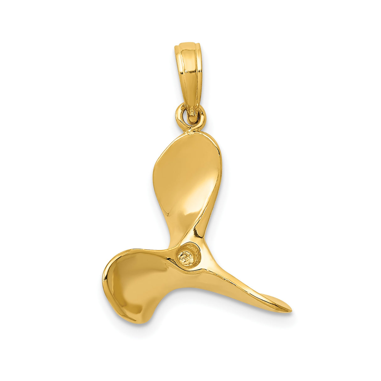 14k Yellow Gold Ship Propeller Pendant, 3D Nautical Marine Charm for Men and Unisex Wear