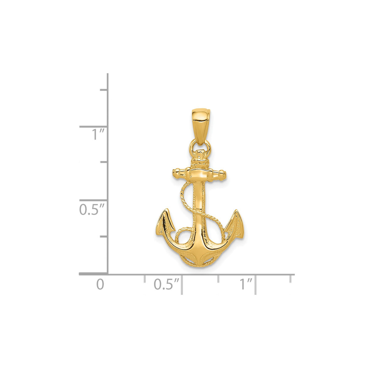 14k Yellow Gold Anchor Pendant with Rope Detail, Nautical Maritime Charm for Men and Women