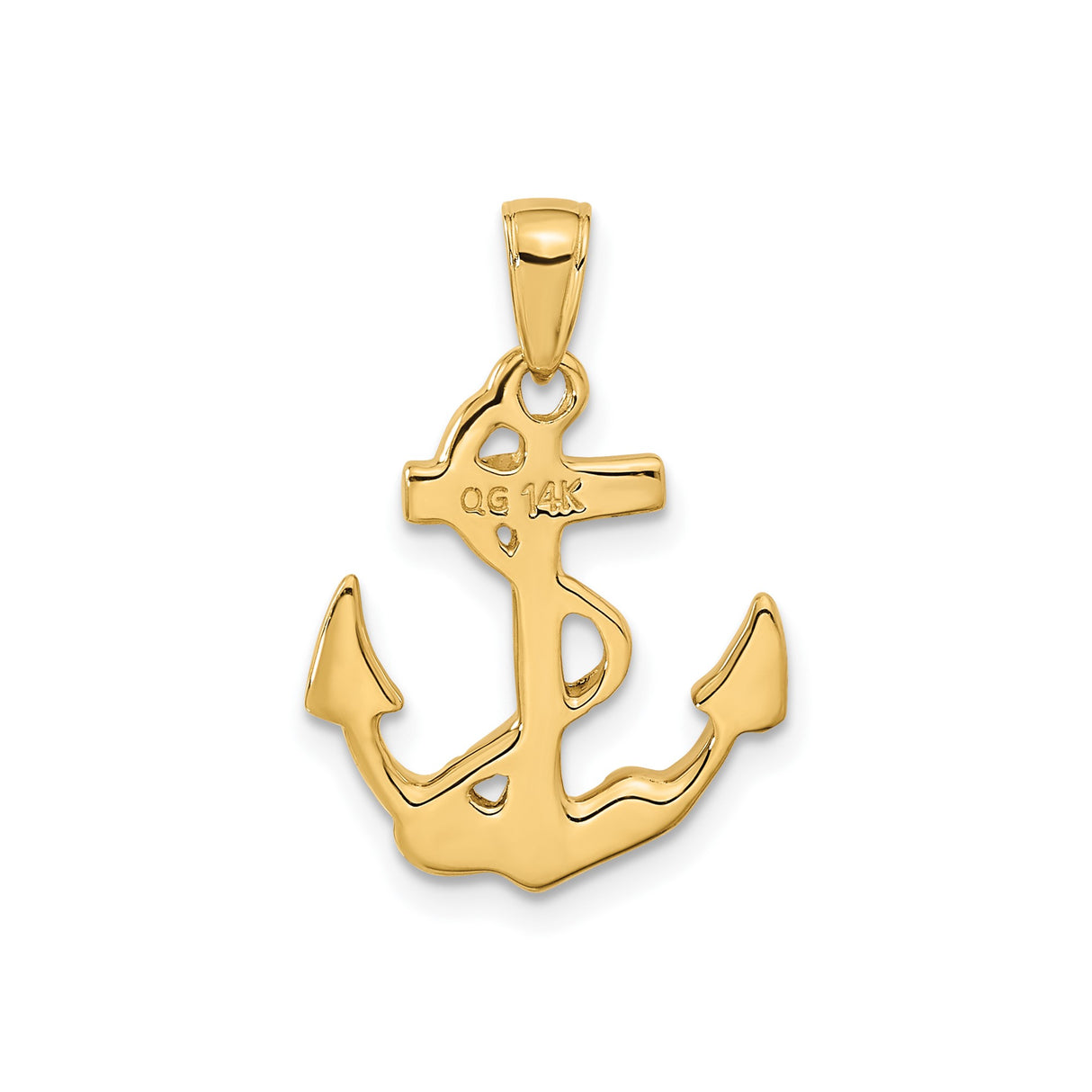 14k Yellow Gold Anchor Pendant with Rope Detail, Nautical Christian Charm