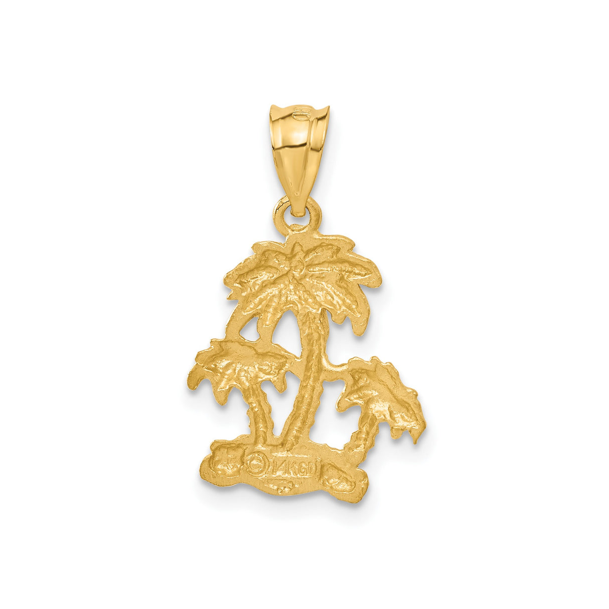 14k Yellow Gold Palm Tree Pendant, Tropical Island Charm, Summer Beach Vacation Style Jewelry