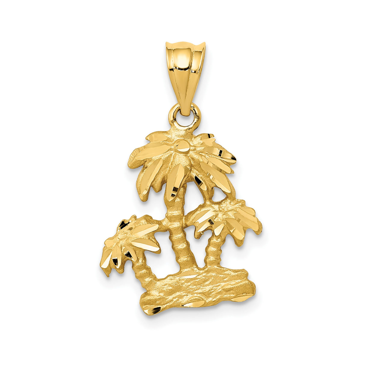 14k Yellow Gold Palm Tree Pendant, Tropical Island Charm, Summer Beach Vacation Style Jewelry