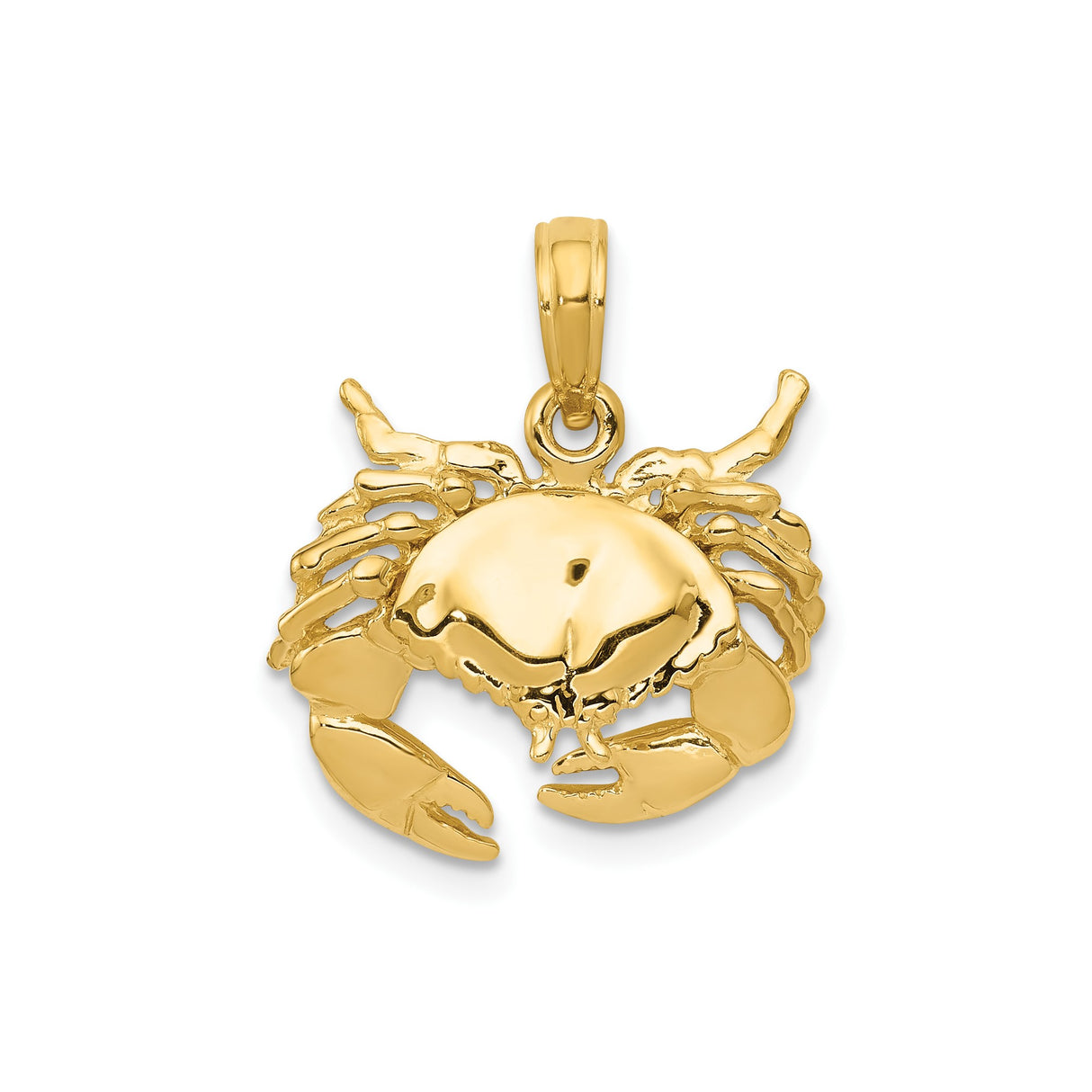 14k Yellow Gold Crab Pendant Charm, Open-Back Zodiac Jewelry for Cancer Sign