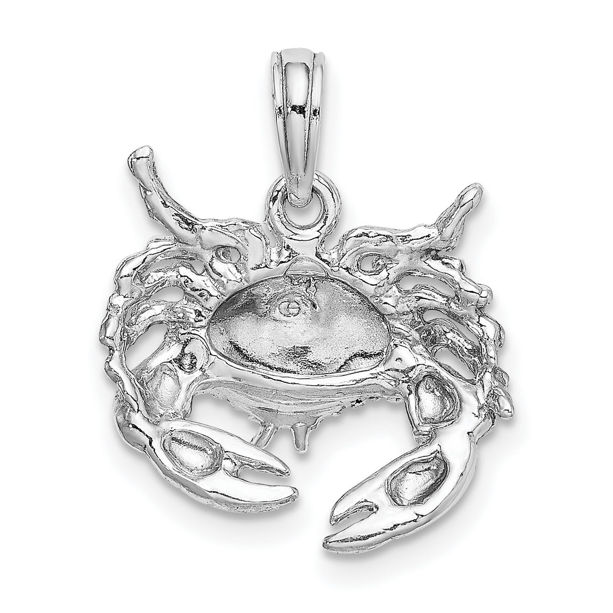 14k White Gold Crab Pendant, Cancer Zodiac Symbol, Marine Life Nautical Charm for Women or Unisex Wear