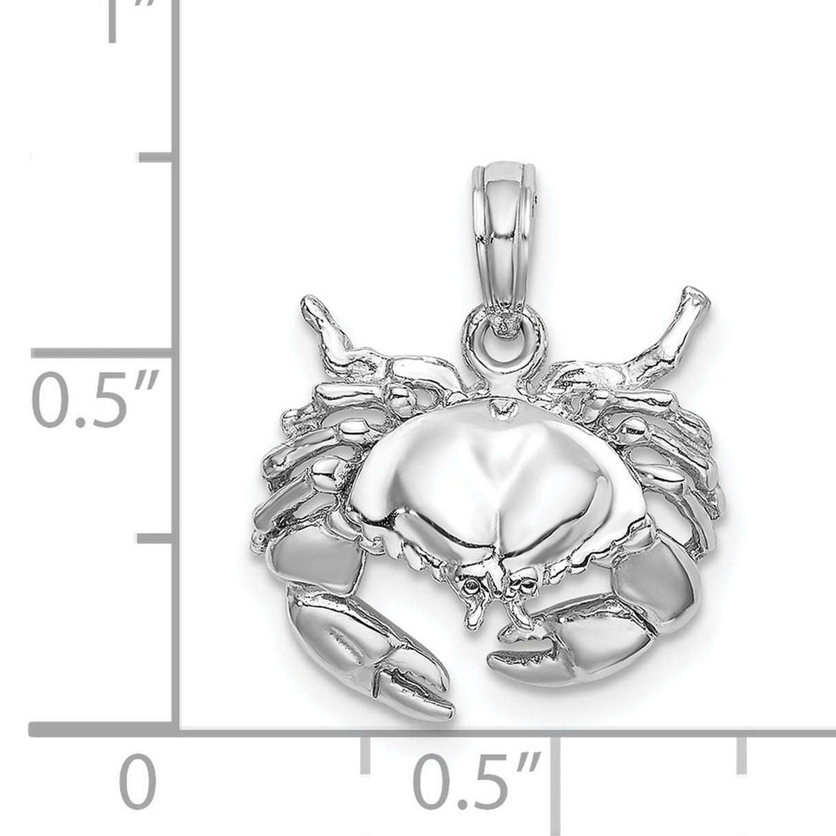 14k White Gold Crab Pendant, Cancer Zodiac Symbol, Marine Life Nautical Charm for Women or Unisex Wear