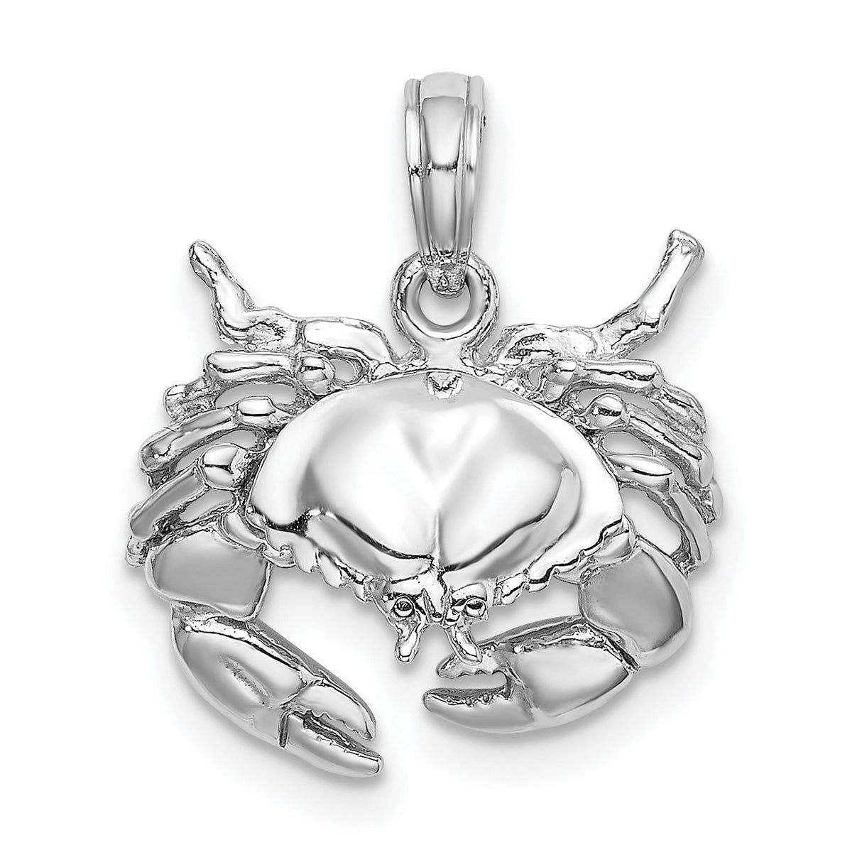 14k White Gold Crab Pendant, Cancer Zodiac Symbol, Marine Life Nautical Charm for Women or Unisex Wear