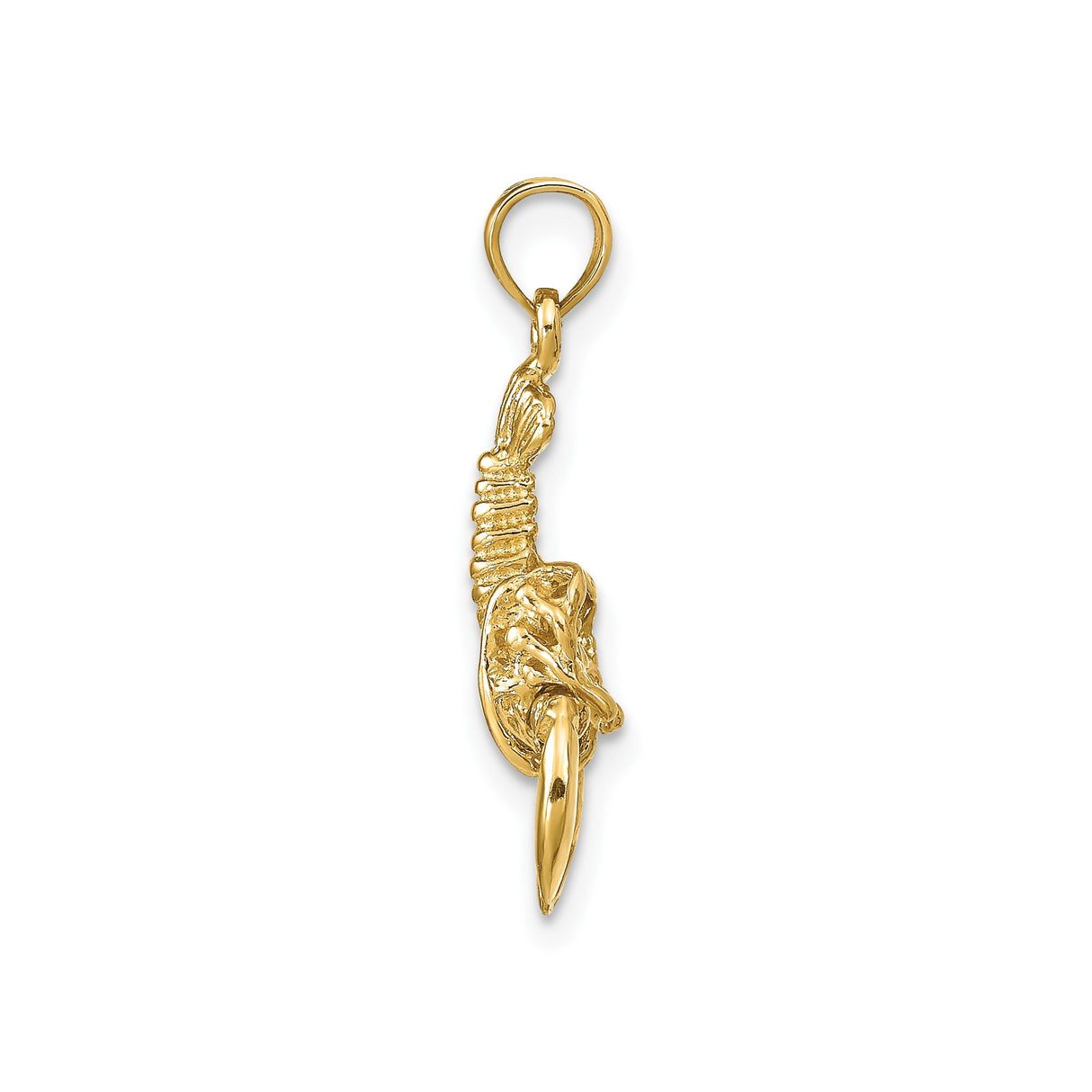 14k Yellow Gold Lobster Pendant, Detailed Crustacean Charm with Nautical Theme for Women or Unisex