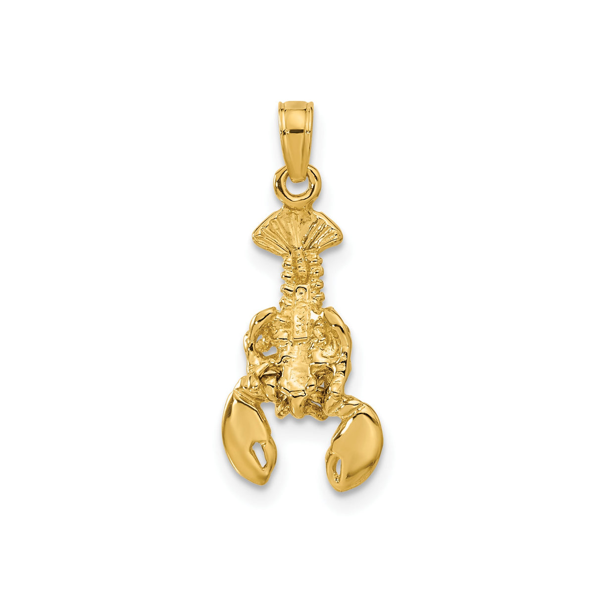 14k Yellow Gold Lobster Pendant, Detailed Crustacean Charm with Nautical Theme for Women or Unisex