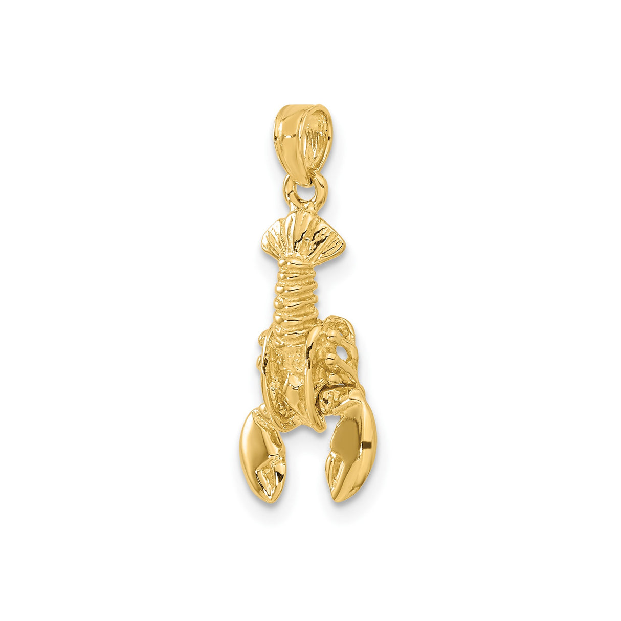 14k Yellow Gold Lobster Pendant, Detailed Crustacean Charm with Nautical Theme for Women or Unisex