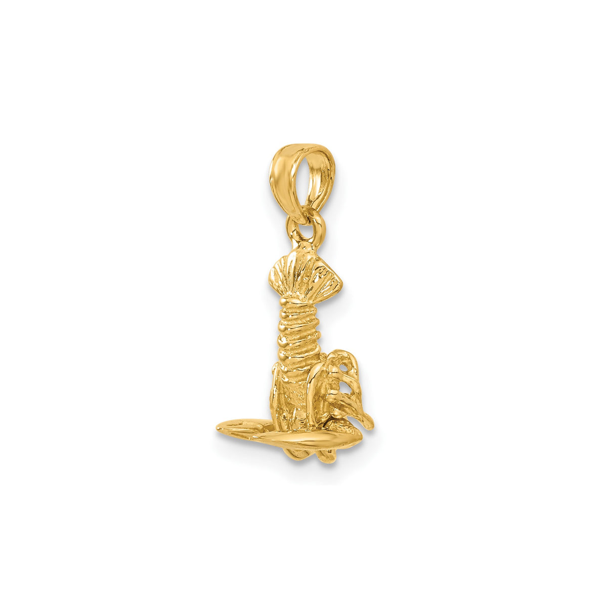 14k Yellow Gold Lobster Pendant, Detailed Crustacean Charm with Nautical Theme for Women or Unisex