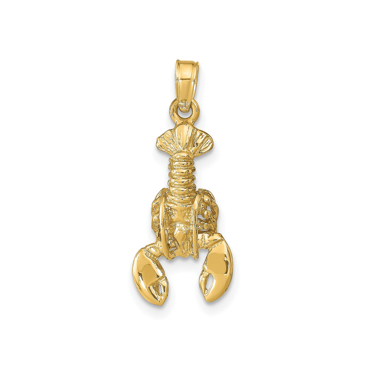14k Yellow Gold Lobster Pendant, Detailed Crustacean Charm with Nautical Theme for Women or Unisex