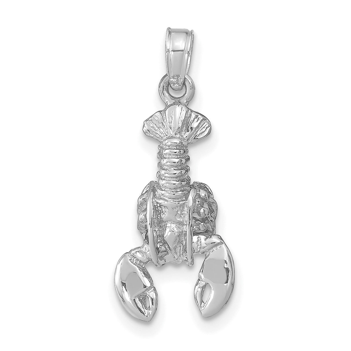 14k White Gold Lobster Pendant, Nautical Ocean Charm for Men or Women