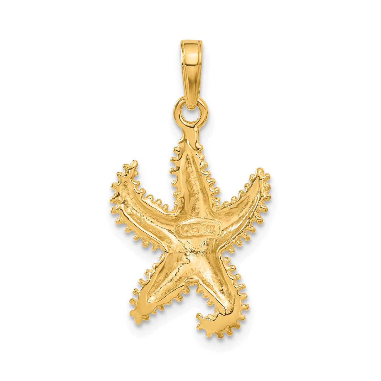 14k Yellow Gold Starfish Pendant, Textured Nautical Coastal Design for Women
