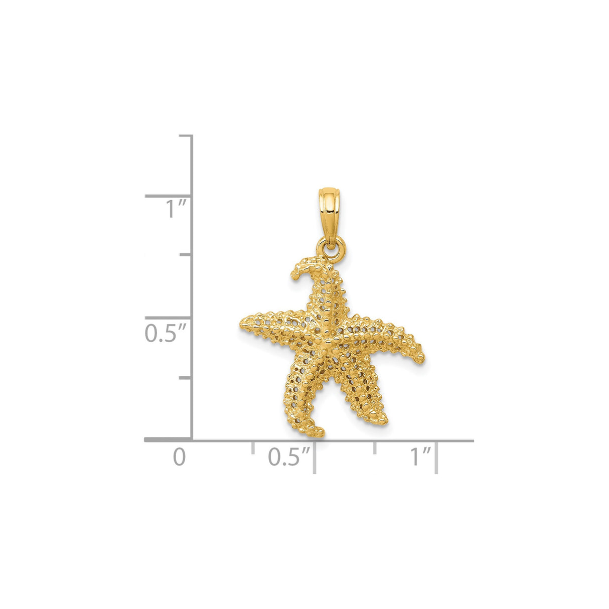 14k Yellow Gold Starfish Pendant, Textured Coastal Charm, Nautical Ocean Jewelry for Women