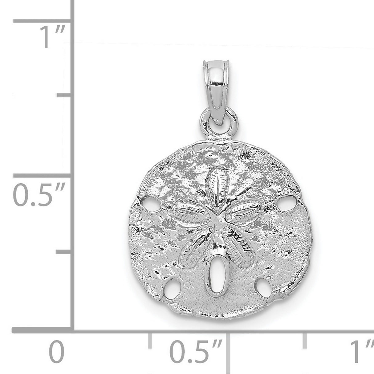14k White Gold Sand Dollar Pendant, Nautical Coastal Design for Women