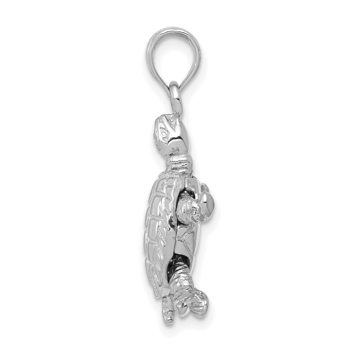 14k White Gold Turtle Pendant, Detailed Sea Turtle Design, Ocean Nautical Charm for Women