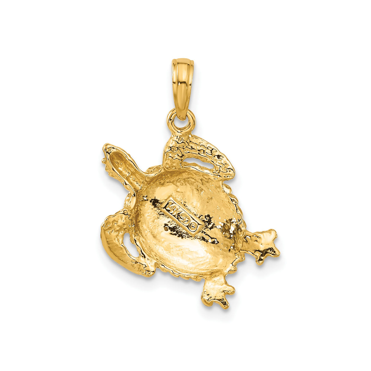 14k Yellow Gold Turtle Pendant with Detailed Sea Turtle Design, Ocean Inspired Charm