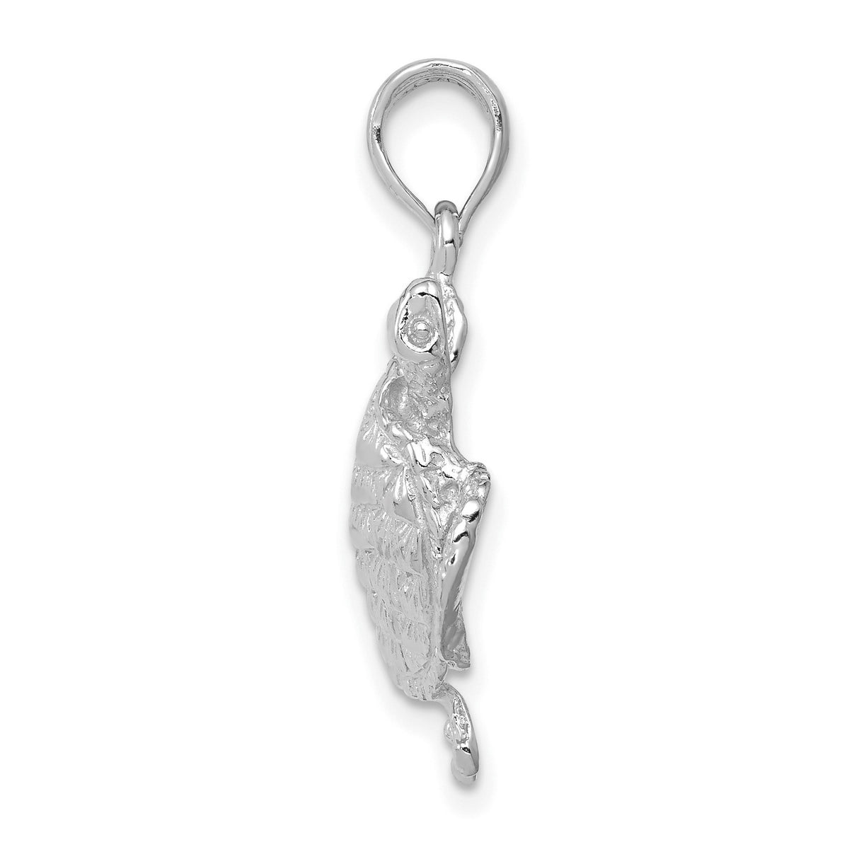 14k White Gold Turtle Pendant, Detailed Sea Turtle Charm with Nautical Ocean Theme
