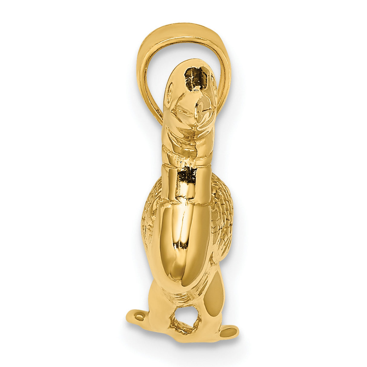 14k Yellow Gold Loon Bird Pendant, Realistic Wildlife Charm, Nature Symbol Jewelry